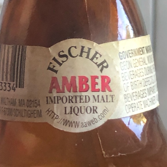 🌺VINTAGE FISHER EMBOSSED AMBER GLASS BOTTLE - Picture 3 of 10